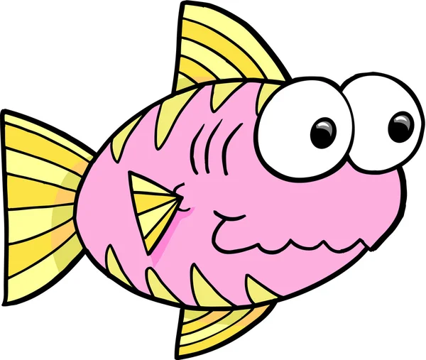 Goofy Pink Fish Illustration — Stock Vector
