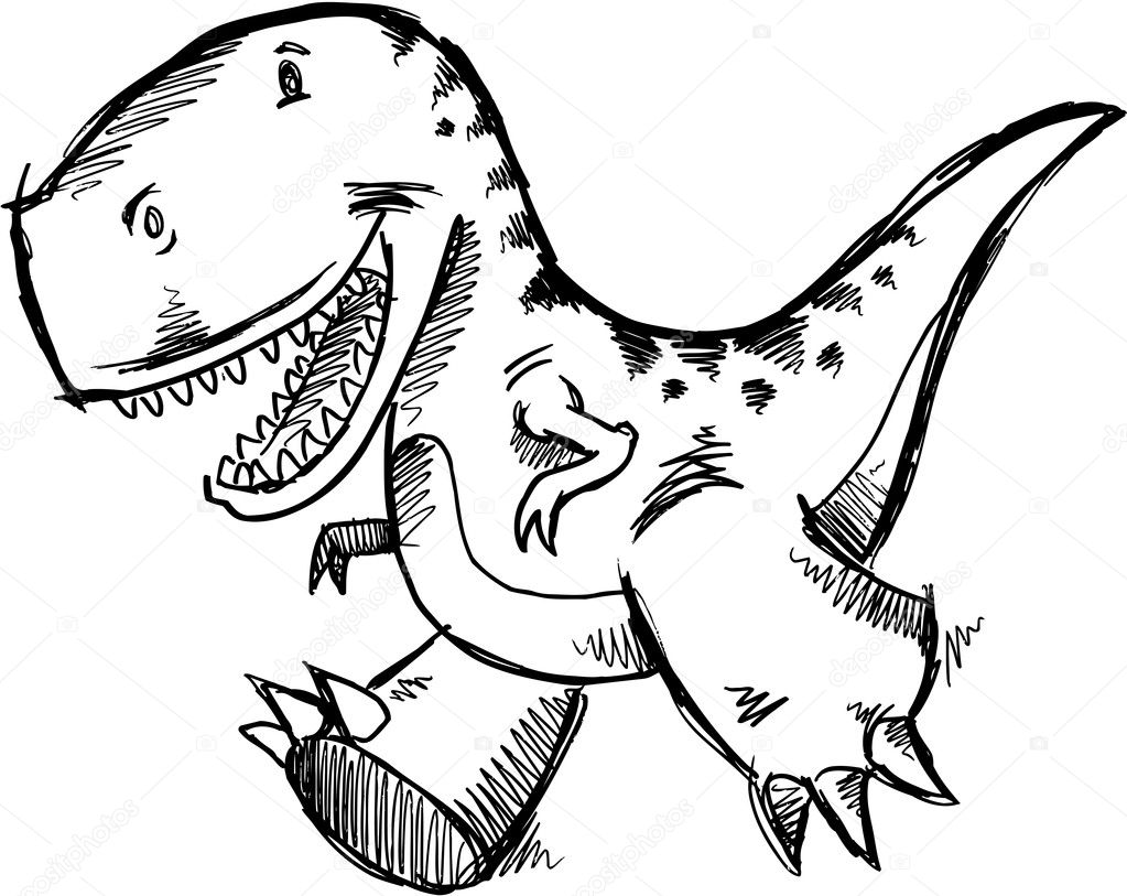 Tyrannosaurus Rex Dinosaur Doodle Sketch Illustration