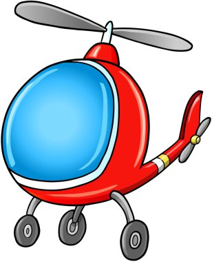 Cute Doodle Cartoon Helicopter Illustration clipart