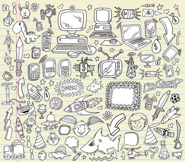 Notebook Doodle Design Elements Vector Illustration Set clipart