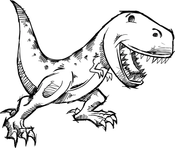 Tyrannosaurus Dinosauro Rex Doodle Sketch Vector — Vettoriale Stock