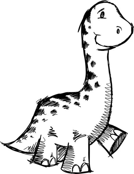 Goofy Bosquejo tonto Dinosaurio Animal Vector — Vector de stock