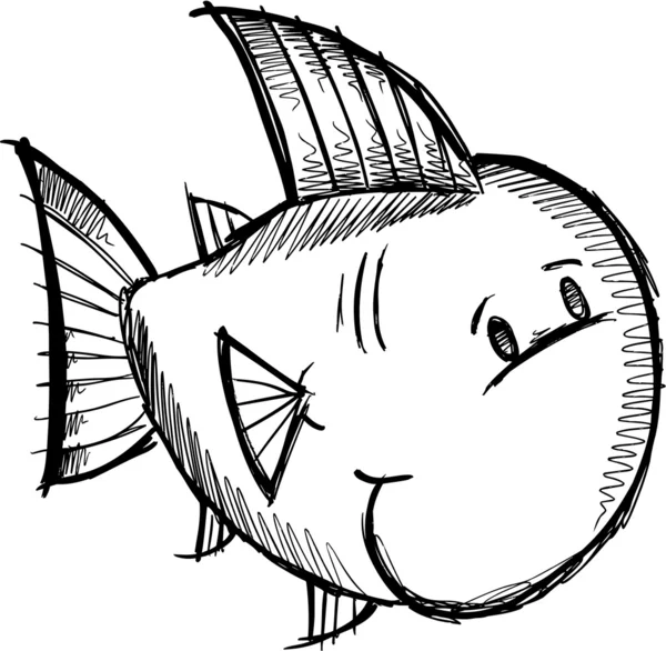 Fisch Skizze Doodle Vektor — Stockvektor