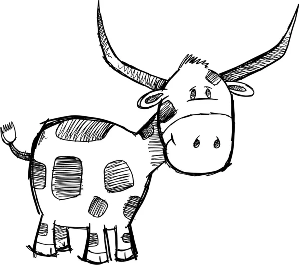 Goofy Sketch Bull Cattle Animal Vector — Stock Vector