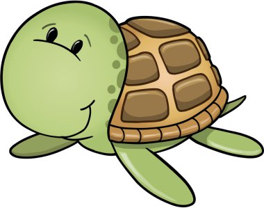 Cute Happy Sea Turtle Vector Illustration clipart