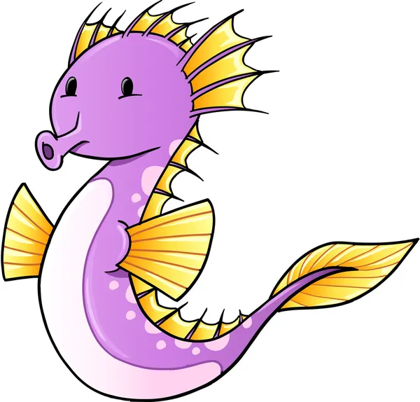 Cute Sea Horse Vector Illustration — Stock Vector