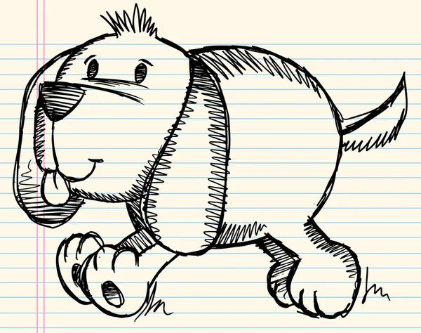 Doodle kroki şirin köpek yavrusu köpek vektör çizim çizim — Stok Vektör