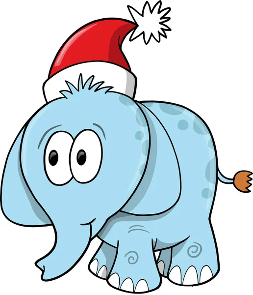 Cute Safari Christmas Holiday Elephant - Stok Vektor