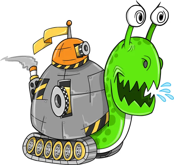 달팽이 탱크 벡터 아트 전투 그림 — 스톡 벡터