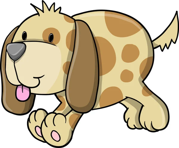 Graziosa esecuzione cucciolo cane vettoriale arte illustrazione — Vettoriale Stock
