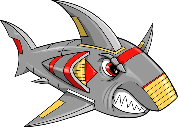 Illustrazione artistica vettoriale dello squalo robot cyborg — Vettoriale Stock