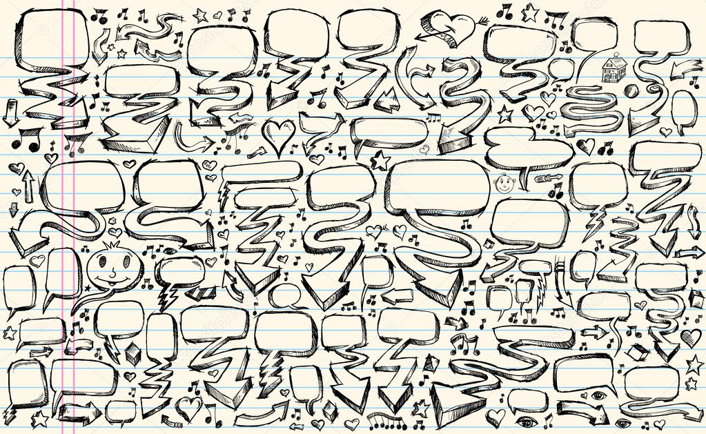 Notebook Doodle Sketch Speech Bubble Vector Set