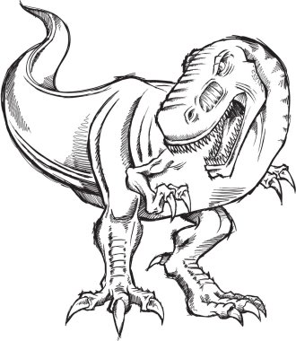 Tyrannosaurus dinosaur schets doodle illustratie