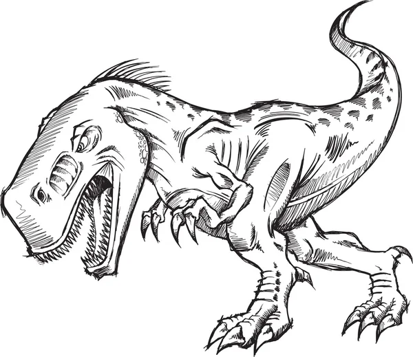 Ilustración Tiranosaurus dinosaurio dibujo doodle — Vector de stock