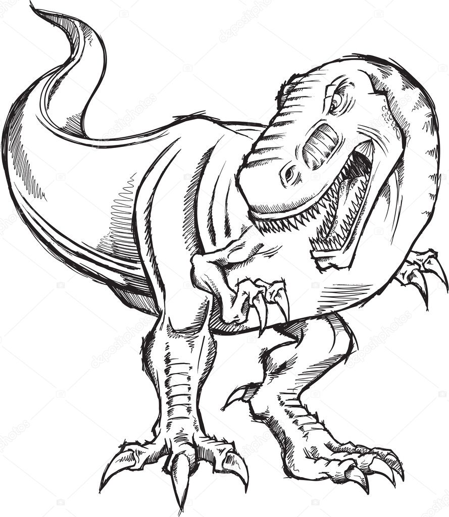 Tyrannosaurus Dinosaur Sketch Doodle Illustration