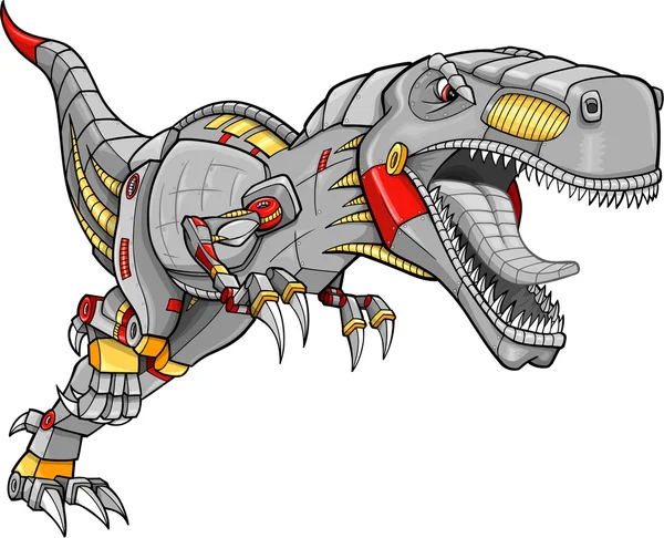 Robot Cyborg Tyrannosaurus Dinosaurio Vector Ilustración — Archivo Imágenes Vectoriales