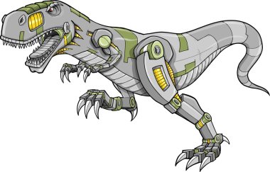 Robot Cyborg Tyrannosaurus Dinosaur Vector Illustration clipart