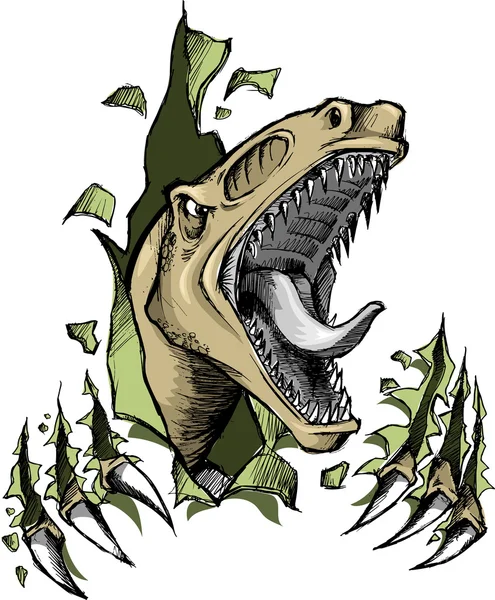 Skiss doodle raptor dinosaurie vektor illustration — Stock vektor