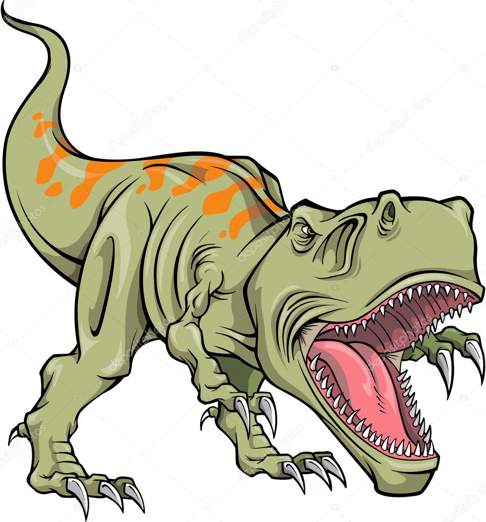 Tyrannosaurus Dinossauro Desenho Animado Personagem Etiqueta Ilustração  imagem vetorial de interactimages© 533688278