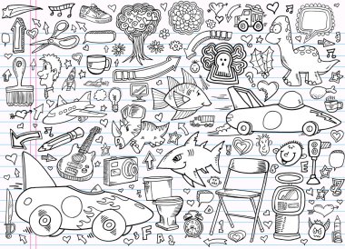 Notebook Doodle Design Elements Vector Set clipart