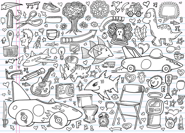 Σημειωματάριο doodle σχεδιαστικά στοιχεία του φορέα που — Διανυσματικό Αρχείο