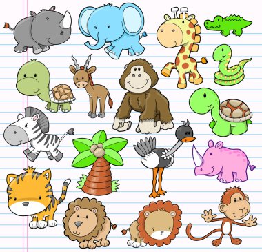 Safari Animal Vector Illustration Set clipart