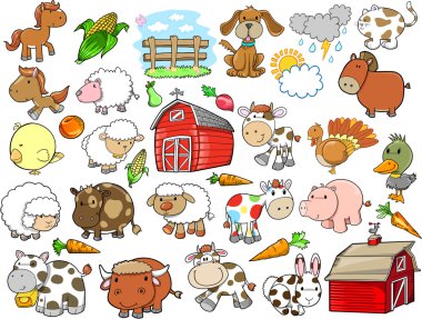 Farm Animal Vector Design Elements Set clipart