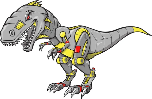 Robot Tyrannosaurus Dinosaur Vector Illustration — Stock Vector