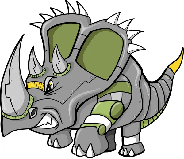 Ilustração vetorial de um dinossauro robô Triceratops —  Vetores de Stock