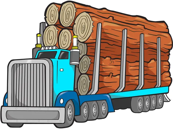 Logboekregistratie vrachtwagen vectorillustratie — Stockvector