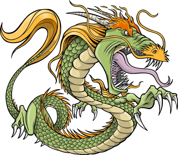 Illustration vectorielle dragon vert — Image vectorielle