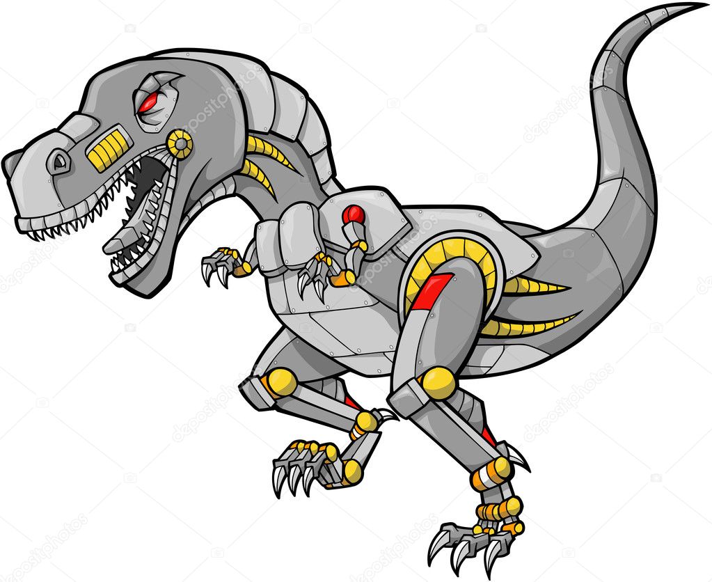 Robot Tyrannosaurus Dinosaur Vector Illustration Stock Vector Image by  ©MisterElements #8236448