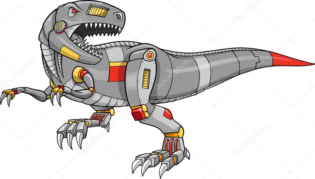 Robot Tyrannosaurus Dinosaur Vector Illustration