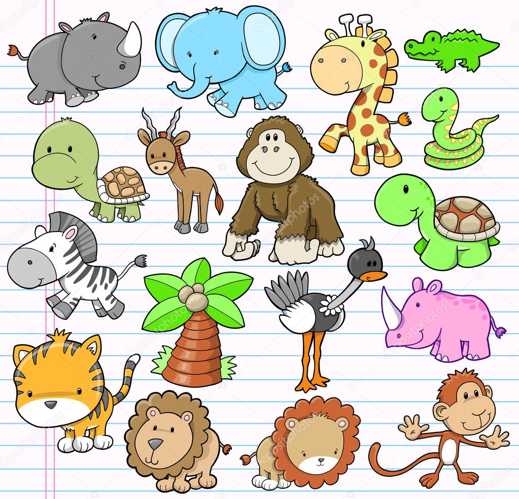 Safari Animal Vector Illustration Set