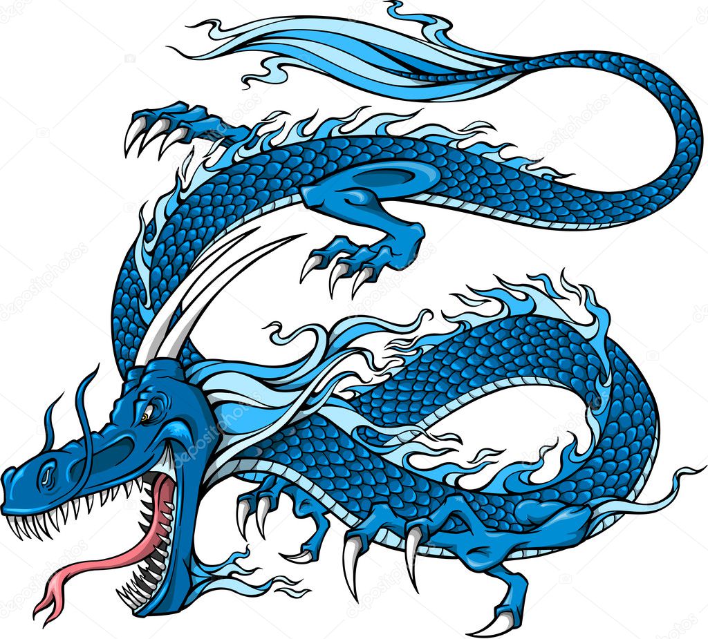 Blue Dragon Vector Illustration