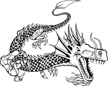 Cyborg Dragon Vector Illustration clipart