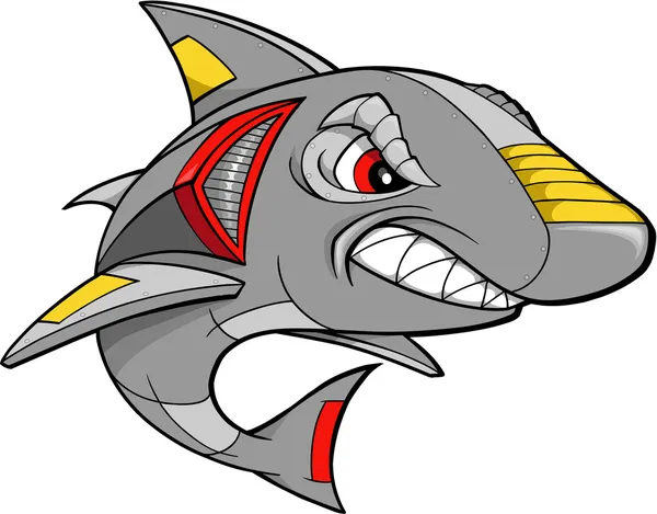 Illustrazione vettoriale dello squalo robot Cyborg — Vettoriale Stock
