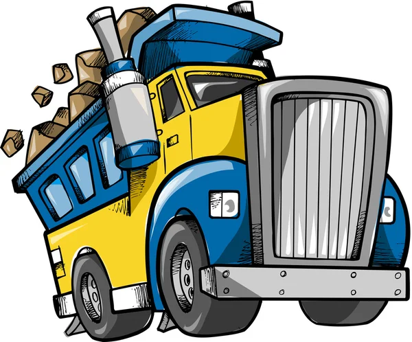 Dump Truck vettoriale Sketch Doodle — Vettoriale Stock