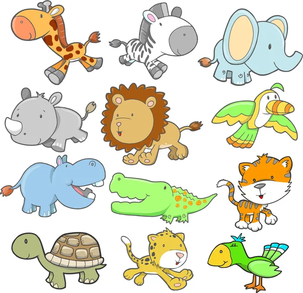 Safari Animal Design éléments Ensemble vectoriel — Image vectorielle