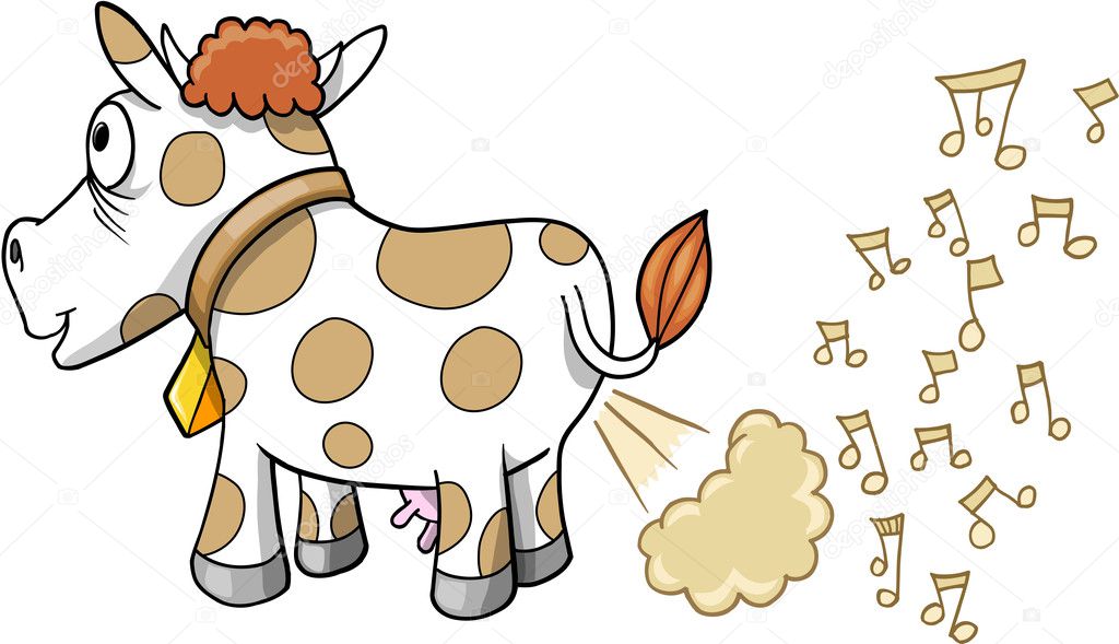Farting Music Cow Vector Illustration