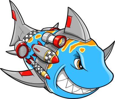 Robot Cyborg Shark Vector Illustration clipart