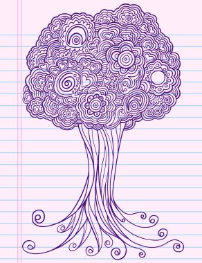 Henna doodle Tree vector clipart