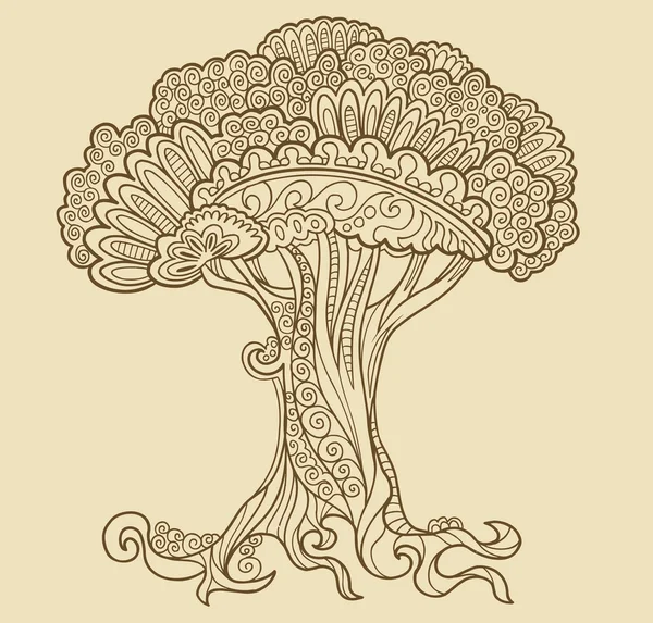 Henna doodle träd vektor — Stock vektor
