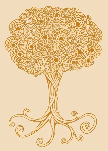 Χέννα doodle δέντρο διάνυσμα — Διανυσματικό Αρχείο