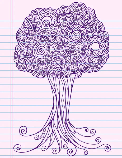Henna doodle strom vektor — Stockový vektor