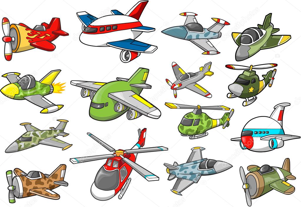 Aircraft Set Vector Illustration