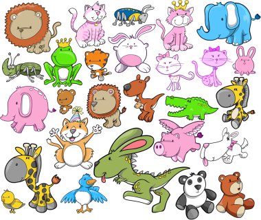 Cute Animal Design Elements Vector Set clipart