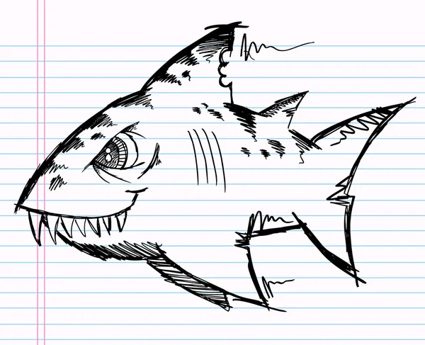 Doodle notatnik szkic wektor rekin — Wektor stockowy