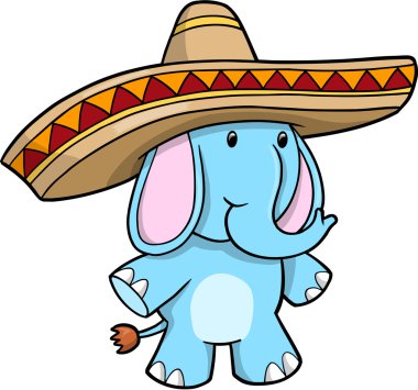 Sombrero Blue Elephant vector clipart