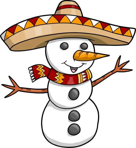 Sombrero Navidad Navidad muñeco de nieve Vector — Vector de stock